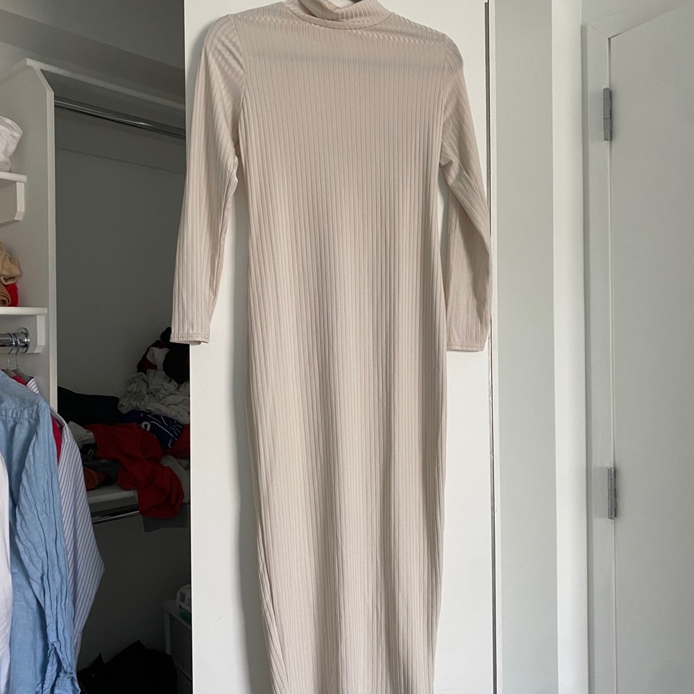 Ivory long sleeve midi dress
